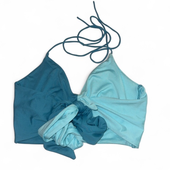 Princess Polly Teal and Light Blue Wraparound Top - Picture 2 of 3